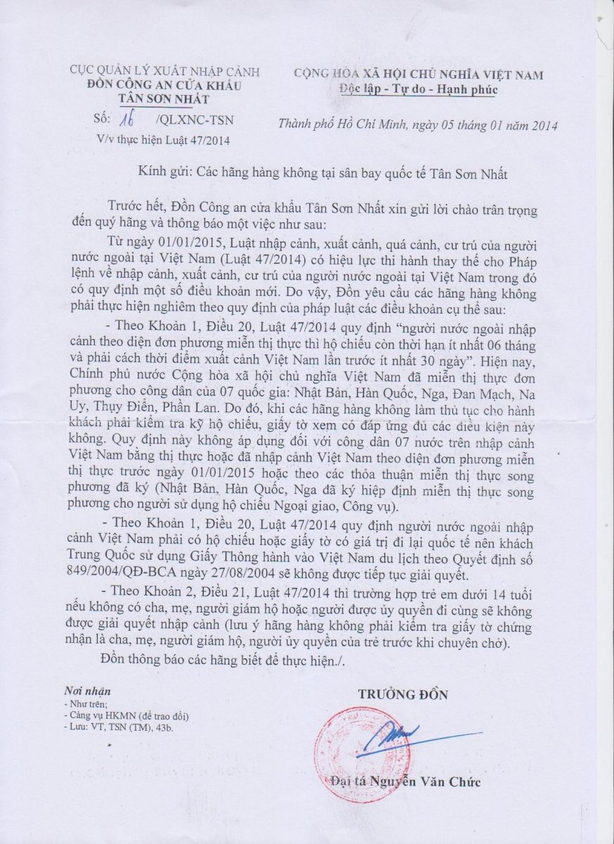 Luật nhập cảnh vào Việt Nam